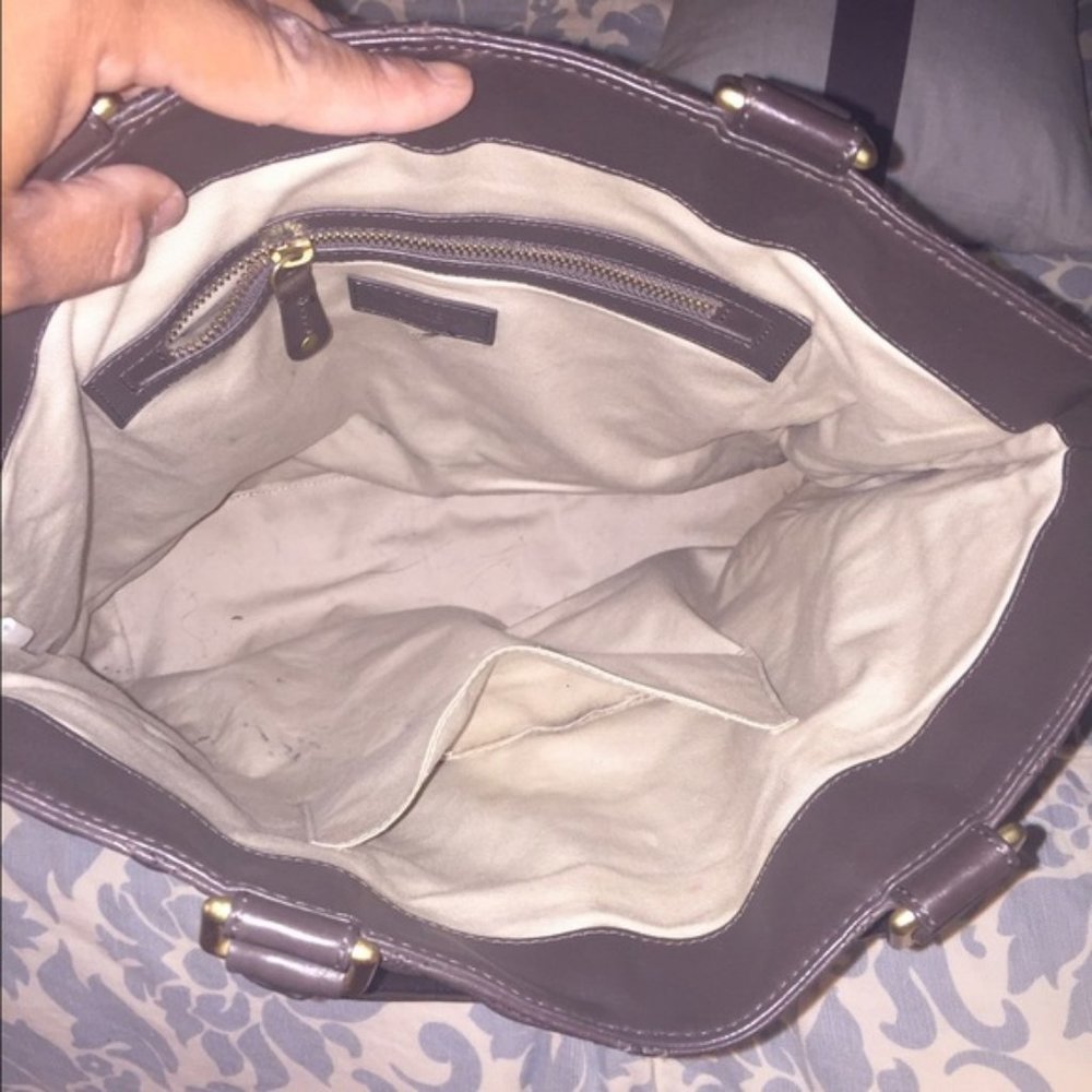 J.Crew Quincy Leather Tote Gray/Green - Picture 4 of 6
